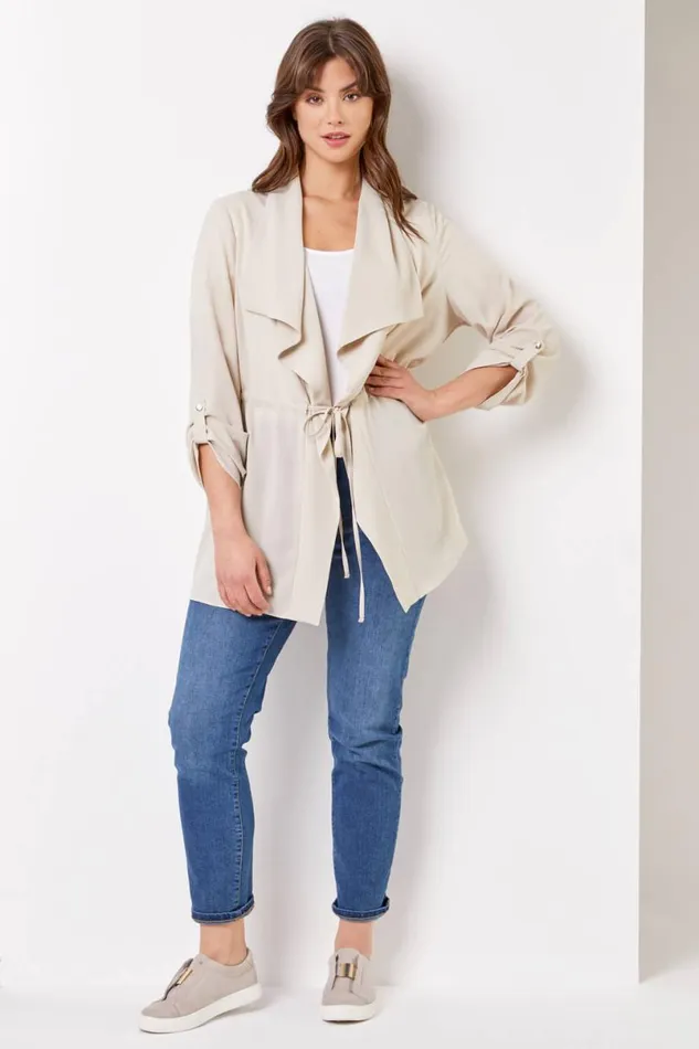 Stone Curve Waterfall Drawstring Jacket Women Roman Jackets