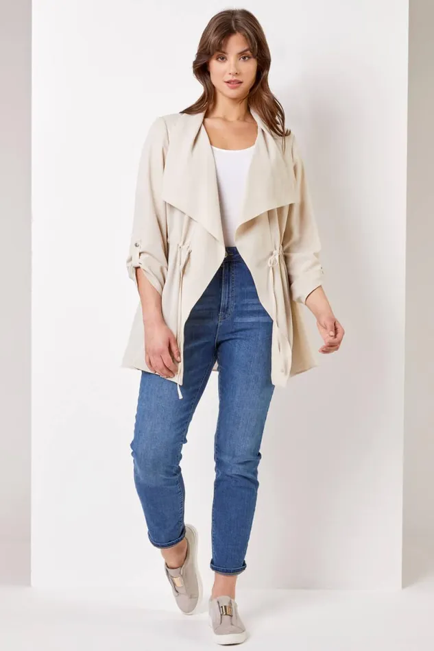 Stone Curve Waterfall Drawstring Jacket Women Roman Jackets