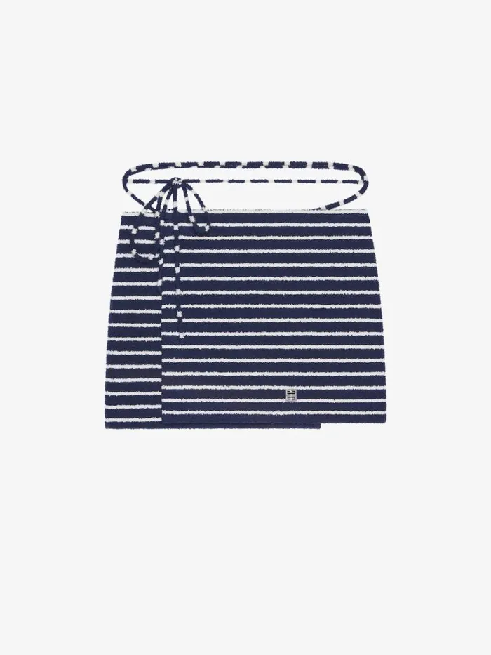 Striped Mini Skirt In Cotton Towelling With 4g Detail Navynatural Women Givenchy Skirts