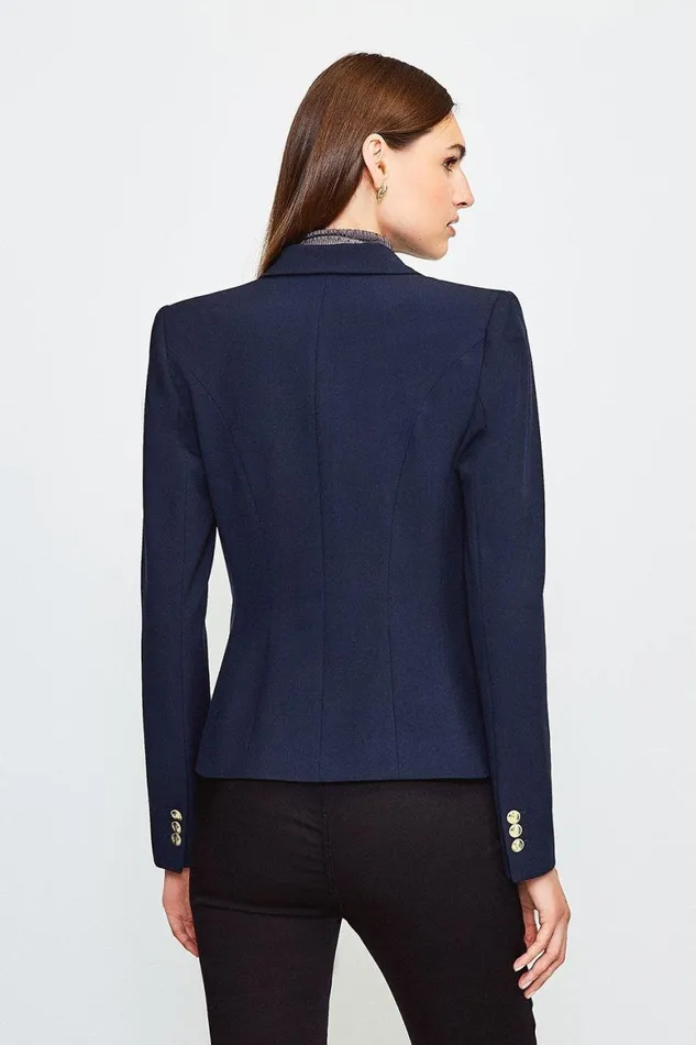 Suits Women Karen Millen Tailored Button Military Blazer Navy