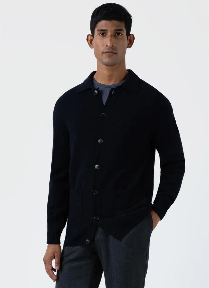 SUNSPEL Jackets and Coats Lambswool Jacket Dark Navy Mouline 8211 Men