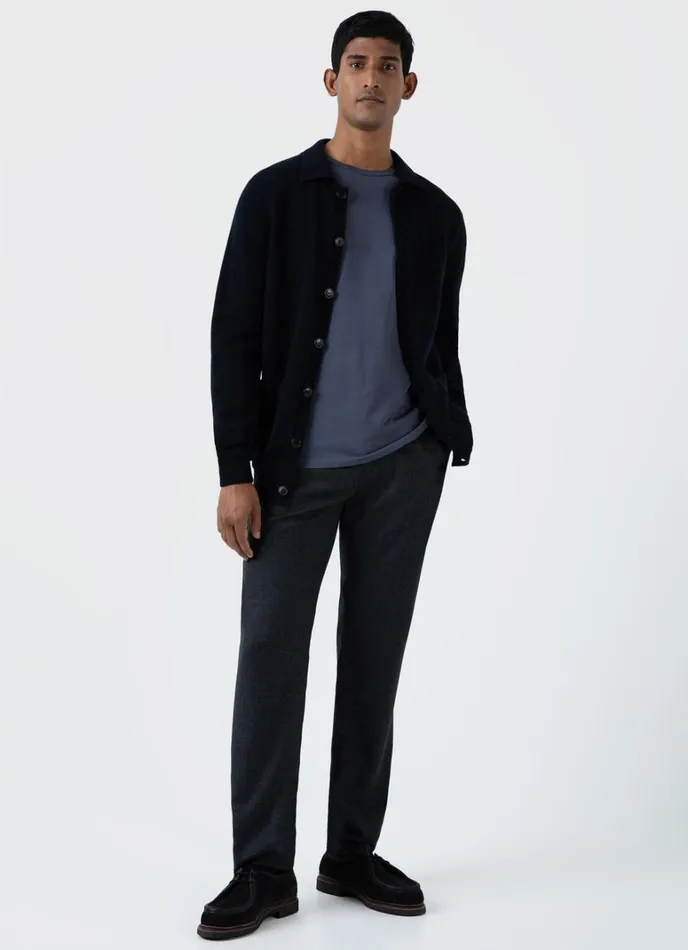 SUNSPEL Jackets and Coats Lambswool Jacket Dark Navy Mouline 8211 Men
