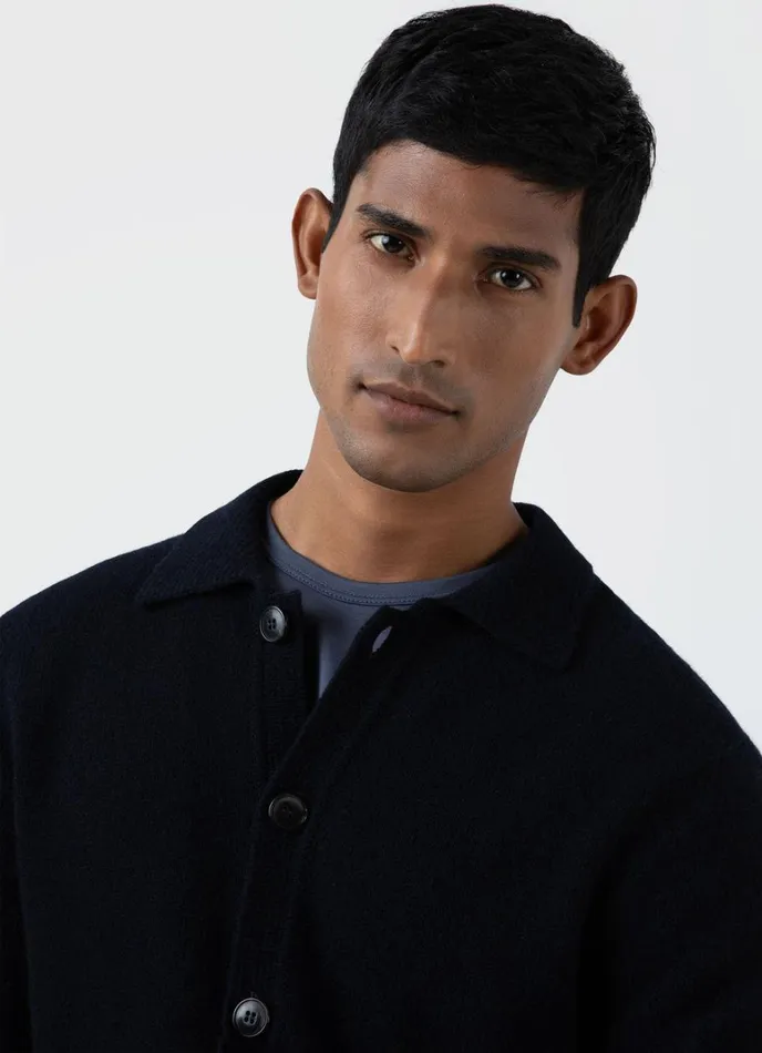 SUNSPEL Jackets and Coats Lambswool Jacket Dark Navy Mouline 8211 Men