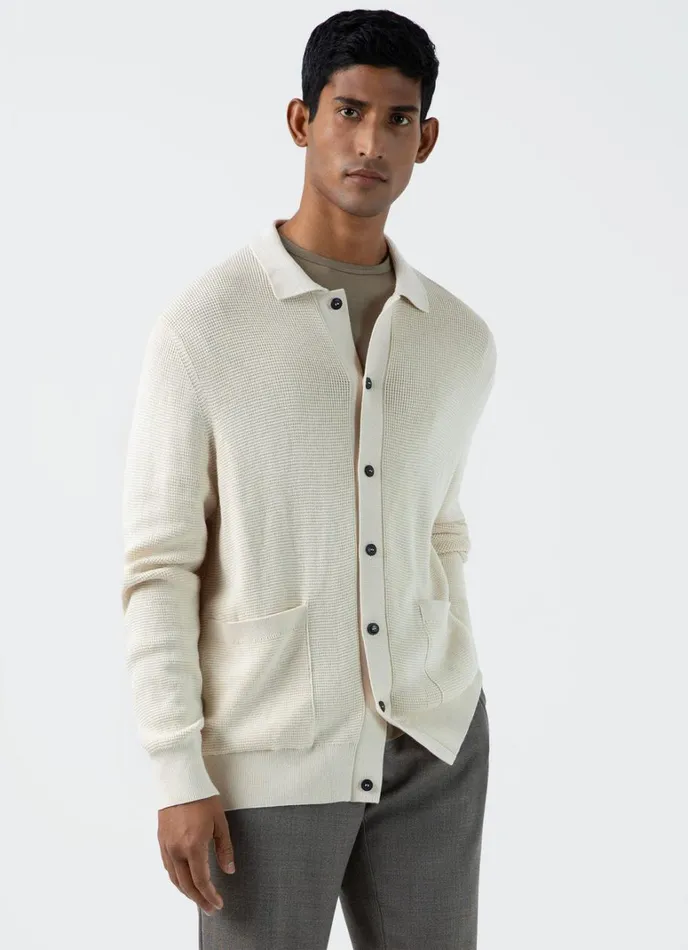 SUNSPEL Jackets and Coats Waffle Stitch Jacket Ecru 8211 Men