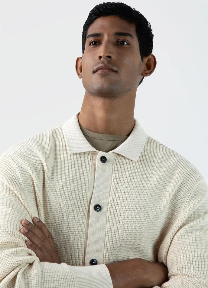 SUNSPEL Jackets and Coats Waffle Stitch Jacket Ecru 8211 Men
