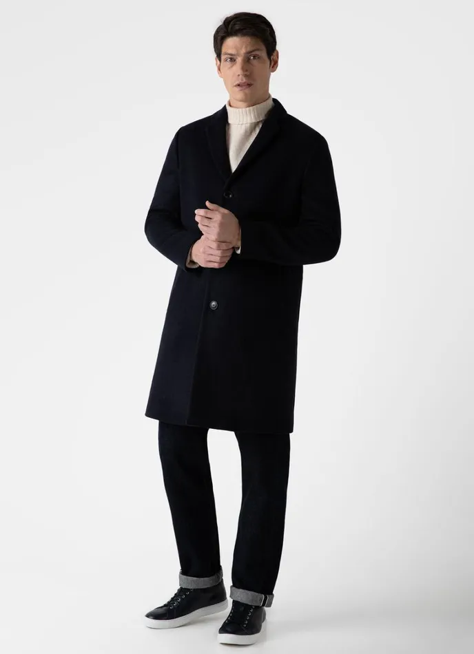 SUNSPEL Jackets and Coats Wool Cashmere Overcoat Navy 8211 Men