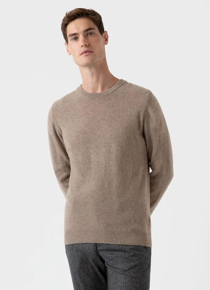 SUNSPEL Knitwear Cashmere Crew Neck Jumper Natural Brown 8211 Men