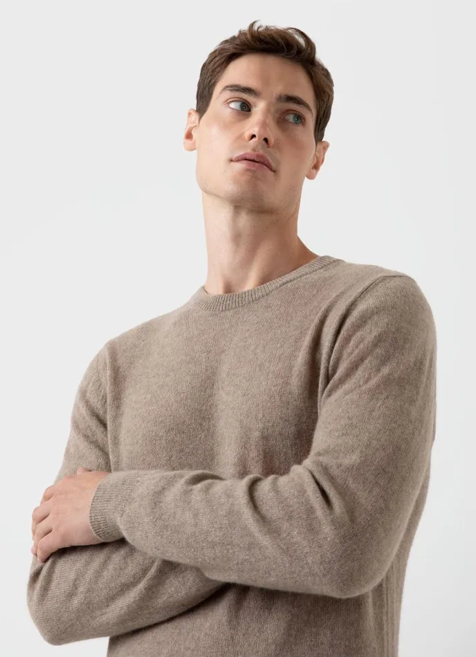 SUNSPEL Knitwear Cashmere Crew Neck Jumper Natural Brown 8211 Men