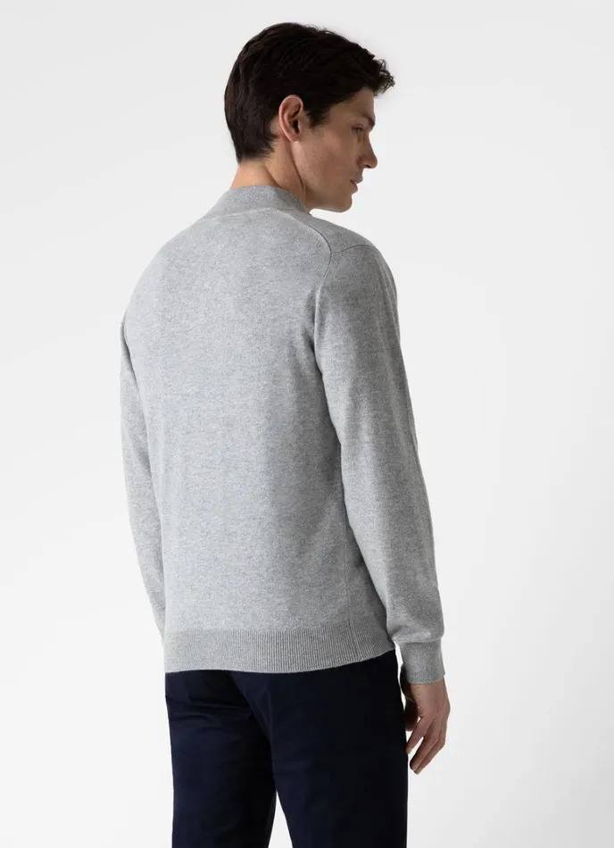 SUNSPEL Knitwear Cashmere Zip Neck Jumper Grey Melange 8211 Men
