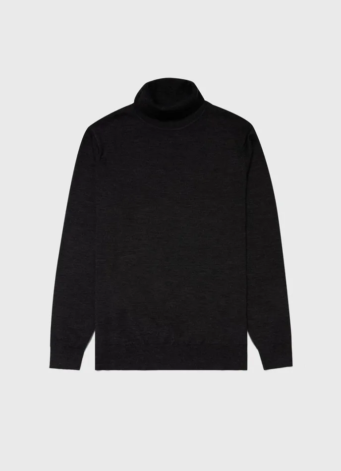 SUNSPEL Knitwear ExtraFine Merino Roll Neck Charcoal Melange 8211 Men