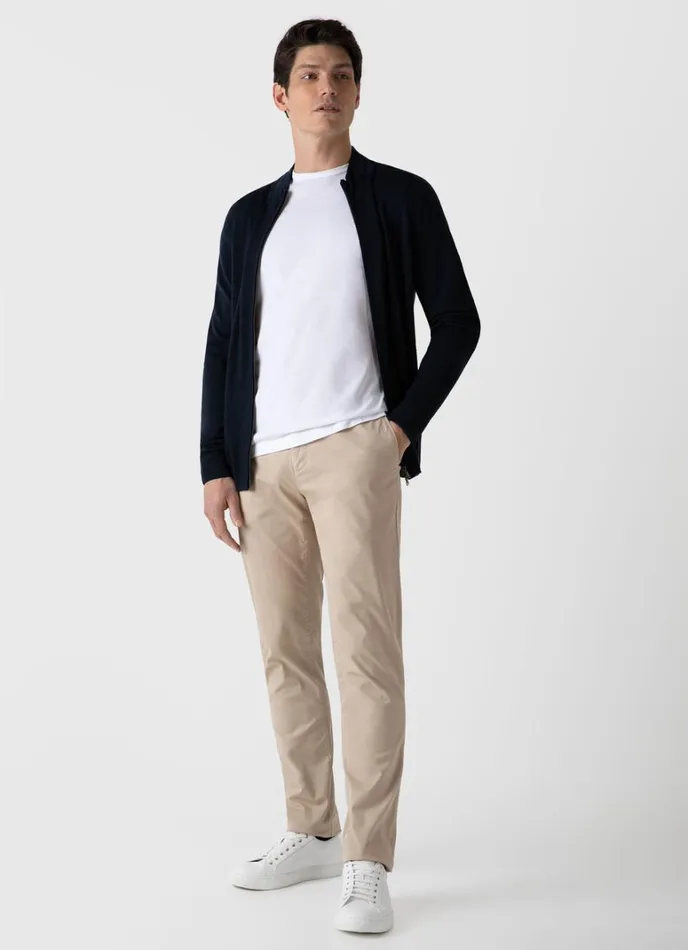 SUNSPEL Knitwear ExtraFine Merino Zip Cardigan Light Navy 8211 Men