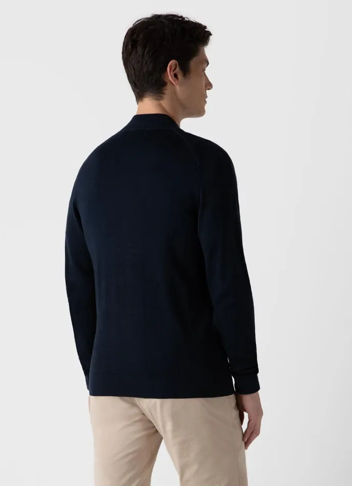 SUNSPEL Knitwear ExtraFine Merino Zip Cardigan Light Navy 8211 Men