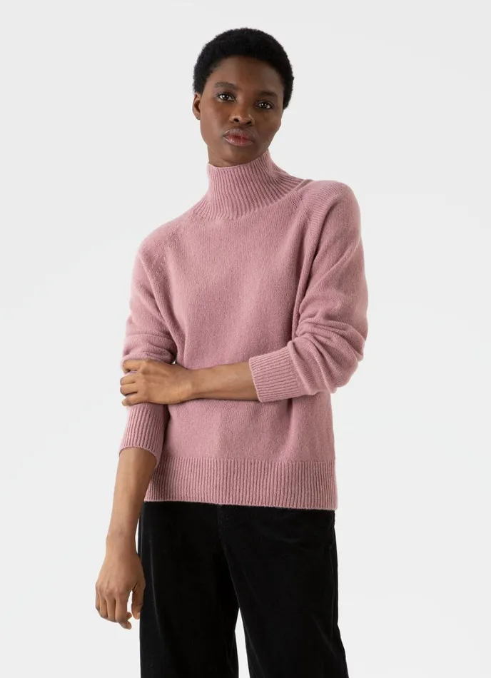 SUNSPEL Knitwear Lambswool Funnel Neck Jumper Vintage Pink 8211 Women