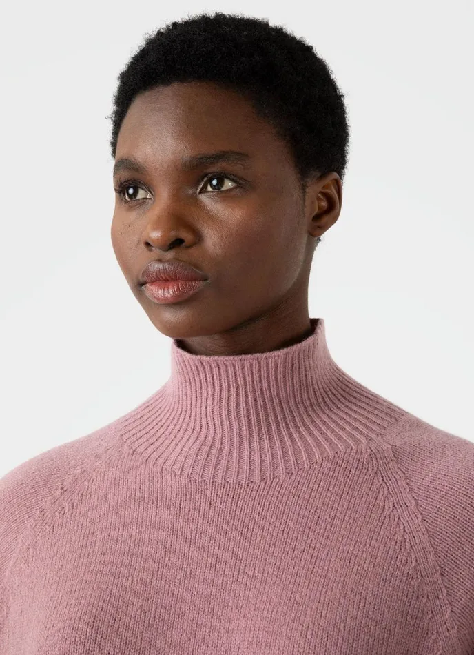 SUNSPEL Knitwear Lambswool Funnel Neck Jumper Vintage Pink 8211 Women