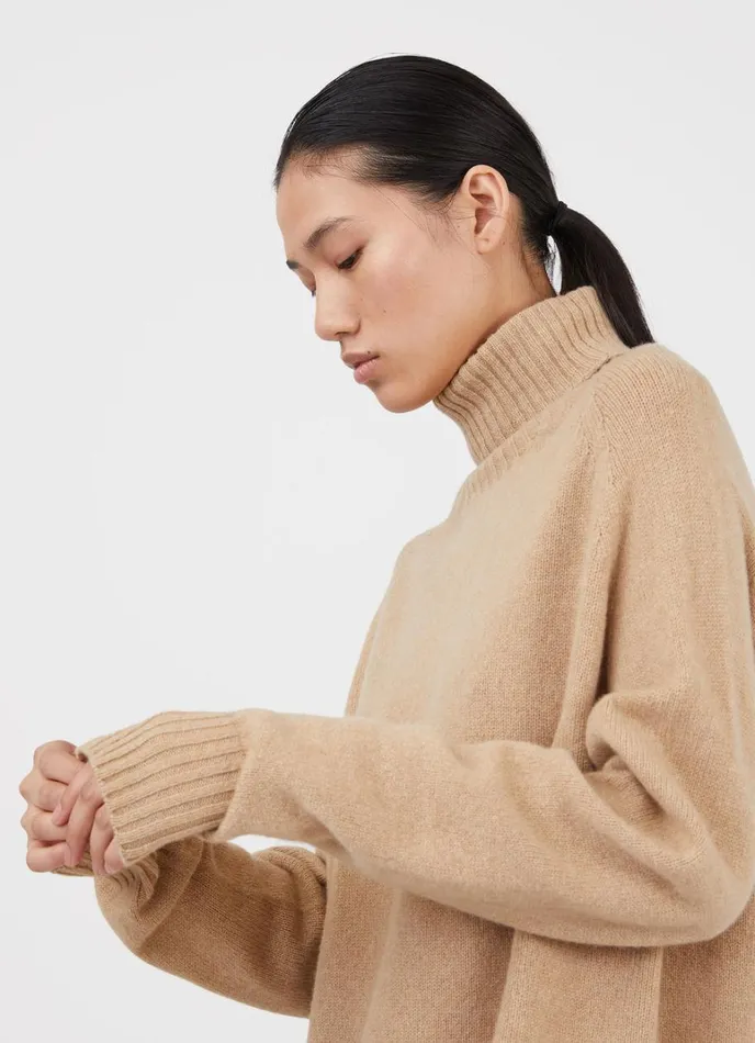 SUNSPEL Knitwear Lambswool Roll Neck Dress Light Camel 8211 Women