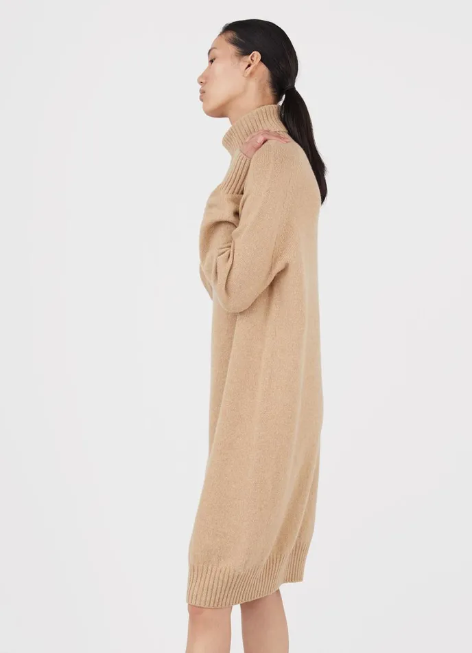 SUNSPEL Knitwear Lambswool Roll Neck Dress Light Camel 8211 Women