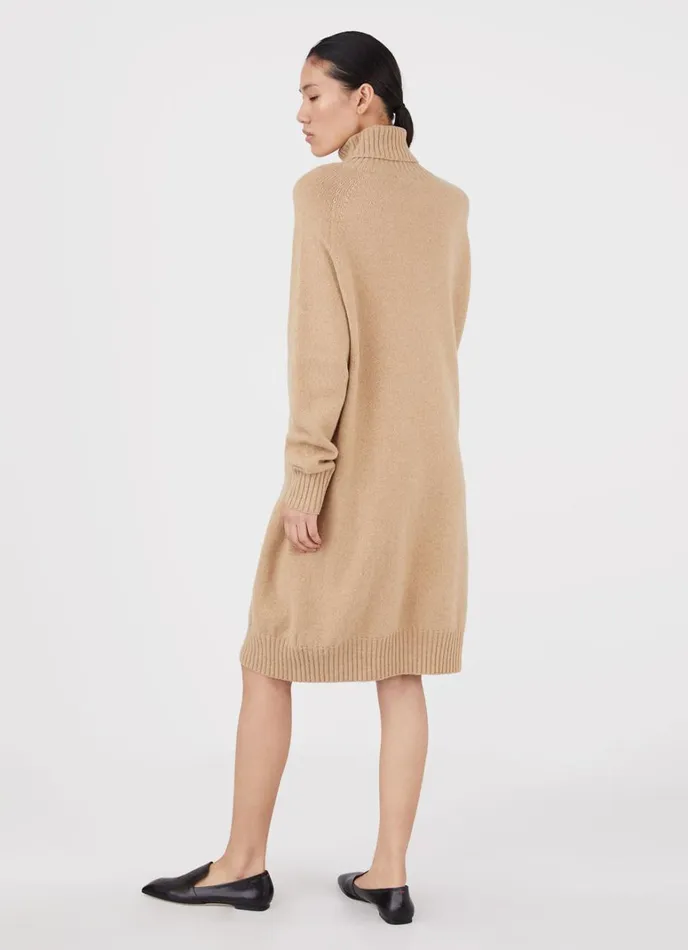 SUNSPEL Knitwear Lambswool Roll Neck Dress Light Camel 8211 Women