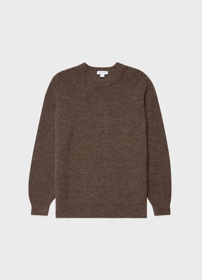 SUNSPEL Knitwear Luxury British Wool Jumper Natural Brown 8211 Men