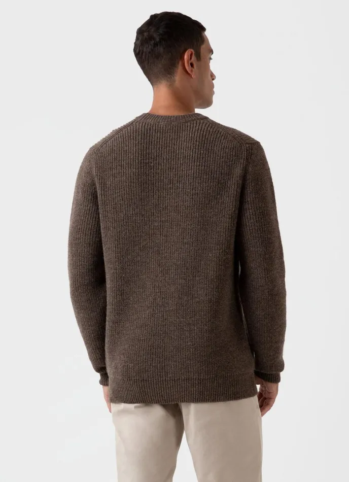 SUNSPEL Knitwear Luxury British Wool Jumper Natural Brown 8211 Men