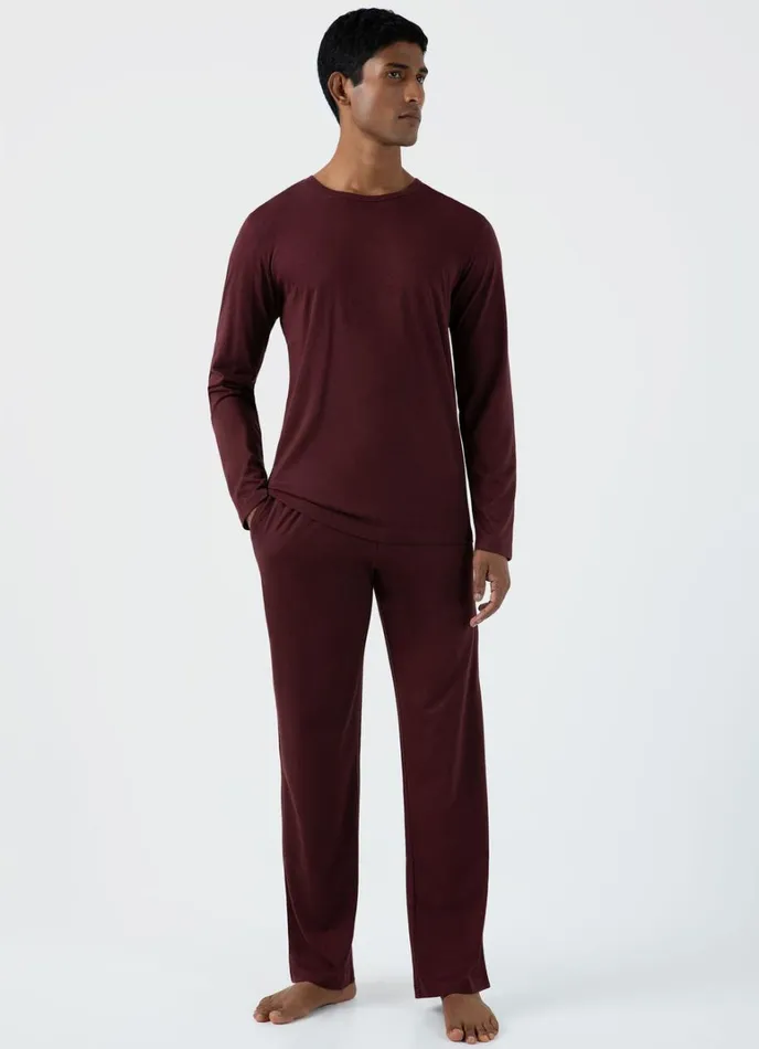 SUNSPEL Loungewear and Sleepwear Cotton Modal Lounge Pant Maroon 8211 Men