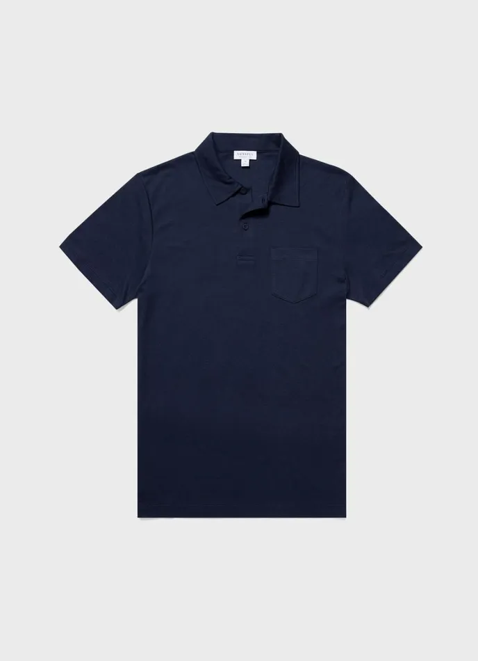 SUNSPEL Polo Shirts Sea Island Cotton Riviera Polo Shirt Navy 8211 Men