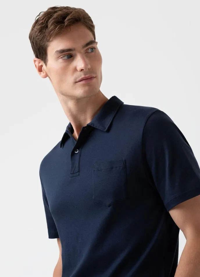 SUNSPEL Polo Shirts Sea Island Cotton Riviera Polo Shirt Navy 8211 Men