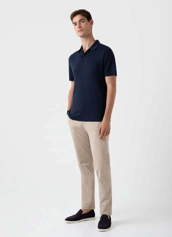 SUNSPEL Polo Shirts Sea Island Cotton Riviera Polo Shirt Navy 8211 Men