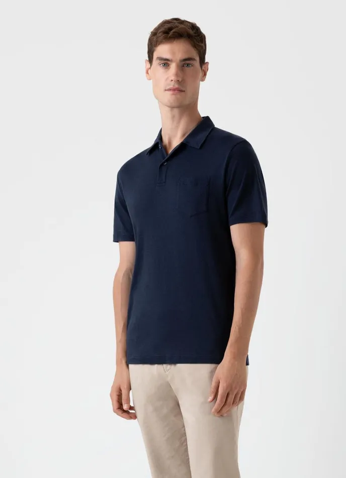 SUNSPEL Polo Shirts Sea Island Cotton Riviera Polo Shirt Navy 8211 Men