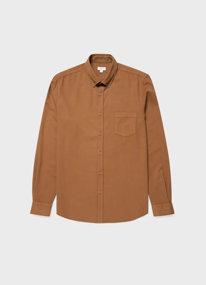 SUNSPEL Shirts Button Down Flannel Shirt Dark Camel 8211 Men