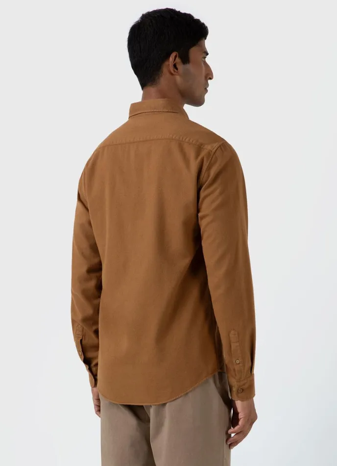 SUNSPEL Shirts Button Down Flannel Shirt Dark Camel 8211 Men