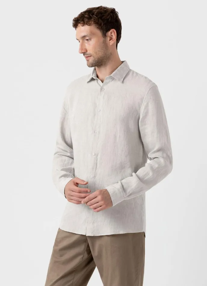 SUNSPEL Shirts Linen Shirt Oatmeal Melange 8211 Men