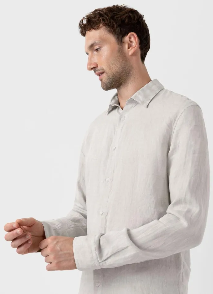 SUNSPEL Shirts Linen Shirt Oatmeal Melange 8211 Men