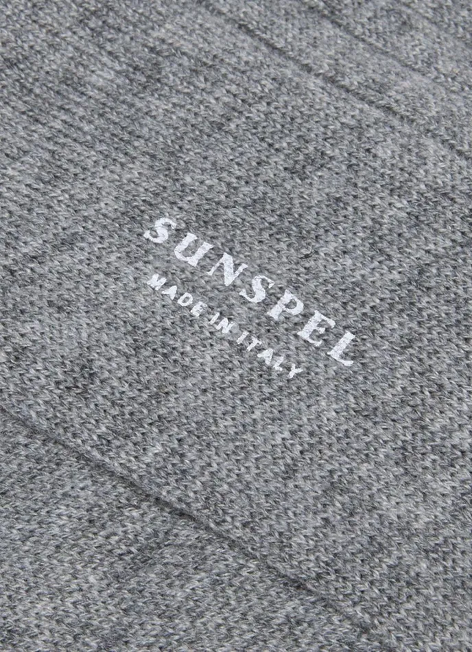 SUNSPEL Socks Cashmere Ribbed Socks Mid Grey Melange 8211 Men