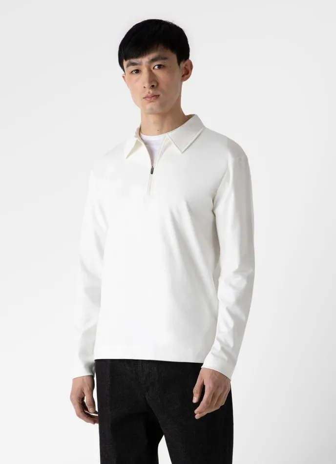 SUNSPEL Sweatshirts and Sweatpants Half Zip Heavyweight Polo Shirt Ecru 8211 Men