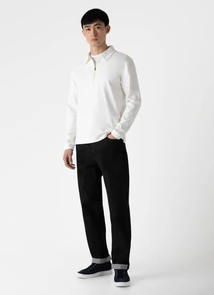 SUNSPEL Sweatshirts and Sweatpants Half Zip Heavyweight Polo Shirt Ecru 8211 Men