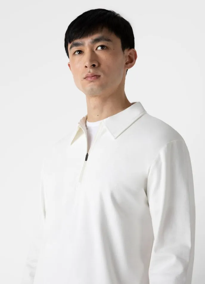 SUNSPEL Sweatshirts and Sweatpants Half Zip Heavyweight Polo Shirt Ecru 8211 Men