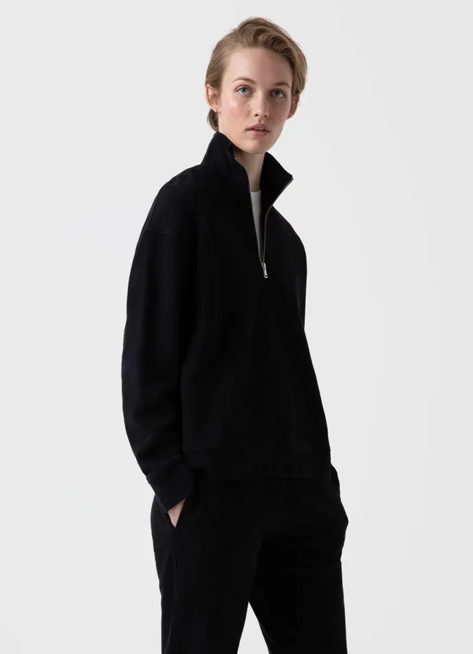 SUNSPEL Sweatshirts and Sweatpants Half Zip Loopback Sweatshirt Black 8211 Women SUNSPEL Sweatshirts and Sweatpants Half Zip Loopback Sweatshirt Black 8211 Women