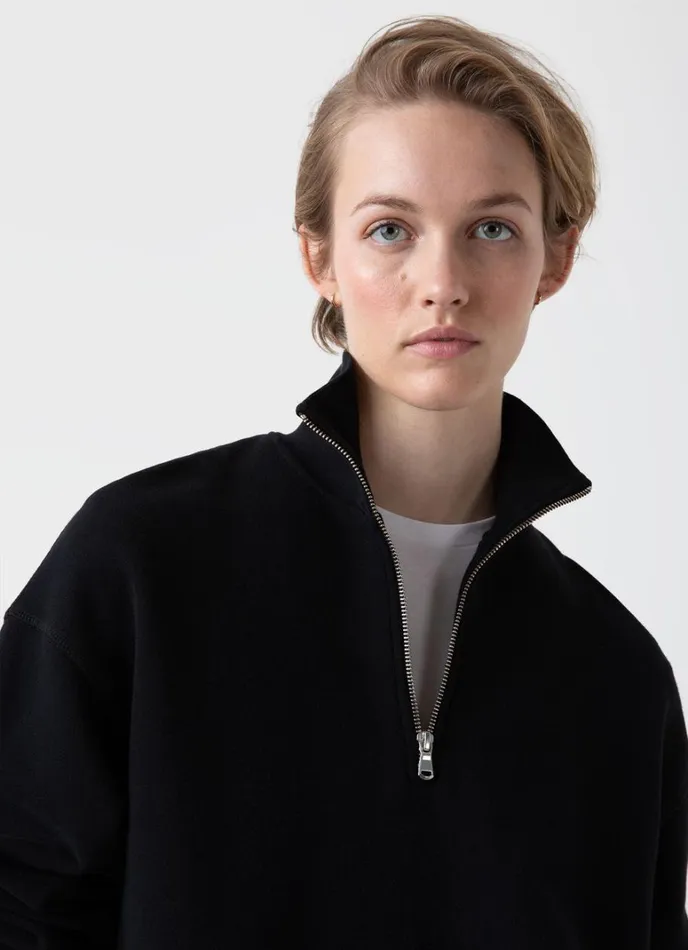 SUNSPEL Sweatshirts and Sweatpants Half Zip Loopback Sweatshirt Black 8211 Women