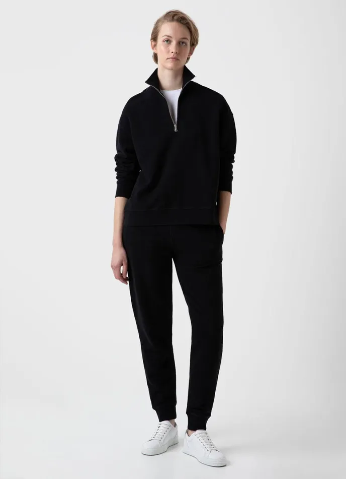 SUNSPEL Sweatshirts and Sweatpants Half Zip Loopback Sweatshirt Black 8211 Women