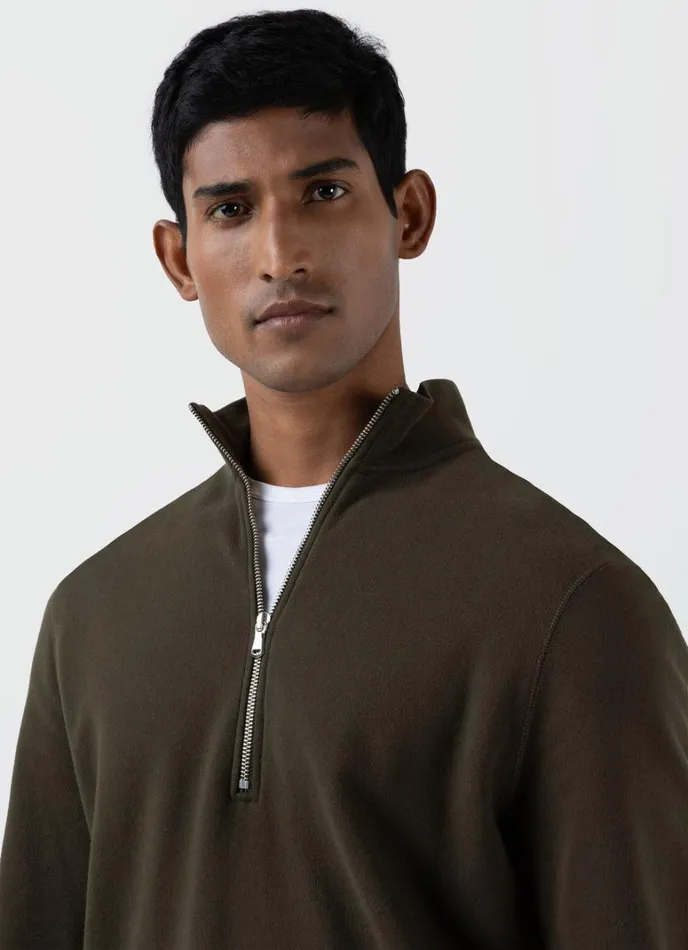 SUNSPEL Sweatshirts and Sweatpants Half Zip Loopback Sweatshirt Dark Olive 8211 Men