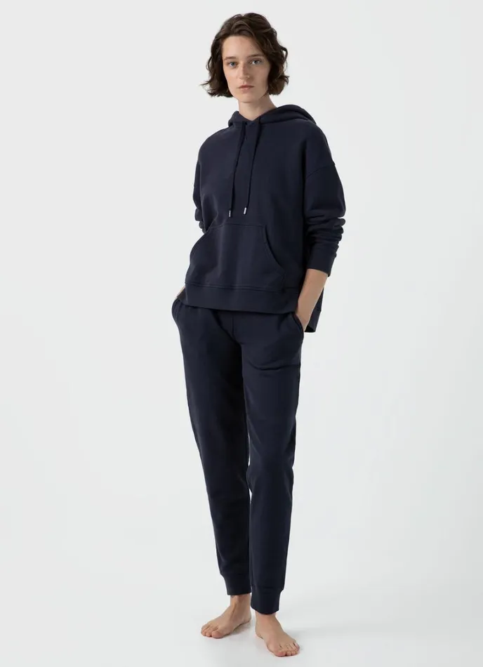 SUNSPEL Sweatshirts and Sweatpants Relaxed Loopback Hoodie Navy 8211 Women