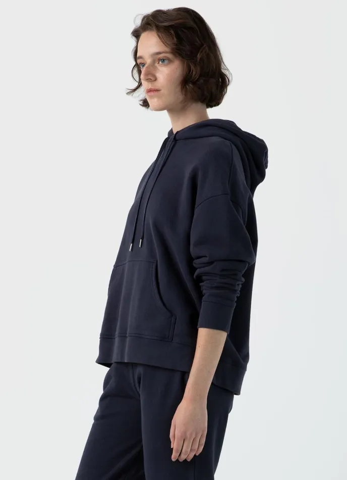 SUNSPEL Sweatshirts and Sweatpants Relaxed Loopback Hoodie Navy 8211 Women