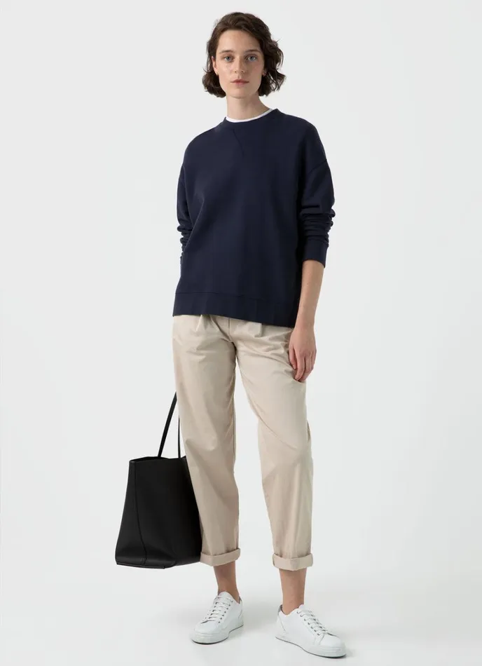SUNSPEL Sweatshirts and Sweatpants Relaxed Loopback Sweatshirt Navy 8211 Women