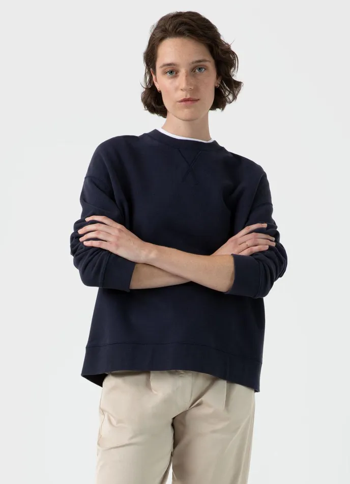 SUNSPEL Sweatshirts and Sweatpants Relaxed Loopback Sweatshirt Navy 8211 Women
