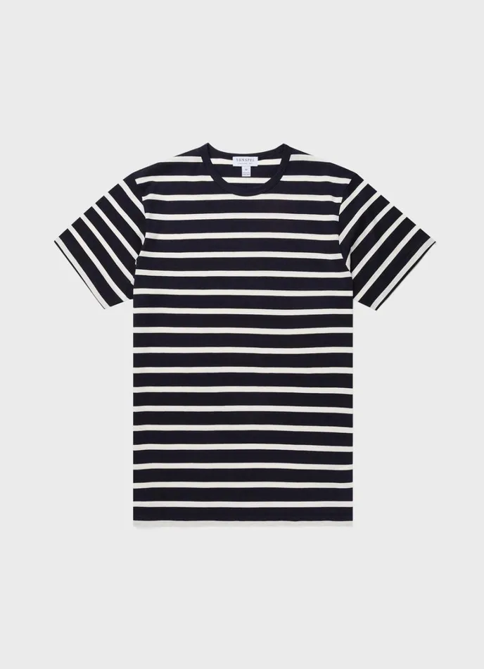 SUNSPEL Tshirts Classic Tshirt Navyecru Breton Stripe 8211 Men