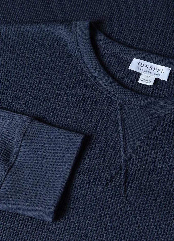 SUNSPEL Tshirts Long Sleeve Waffle Tshirt Slate Blue 8211 Men