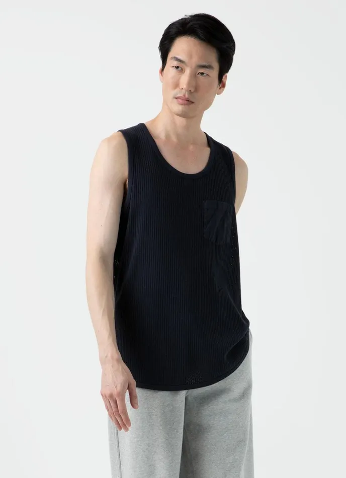 SUNSPEL Tshirts X Nigel Cabourn Mesh Vest Navy 8211 Men