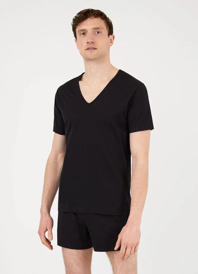 SUNSPEL Underwear Tops Superfine Cotton Underwear Vneck Tshirt Black 8211 Men