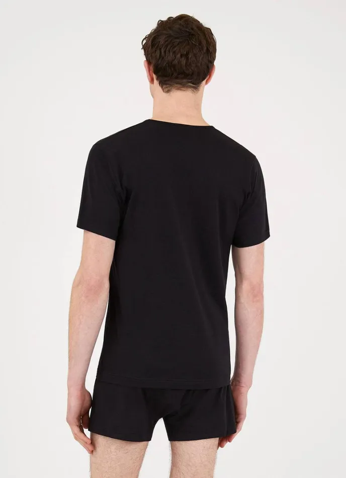 SUNSPEL Underwear Tops Superfine Cotton Underwear Vneck Tshirt Black 8211 Men