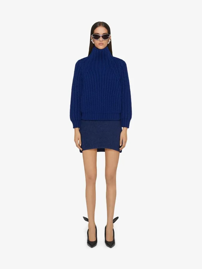 Sweater In Waffle Wool Saphir Blue Women Givenchy Sweaters